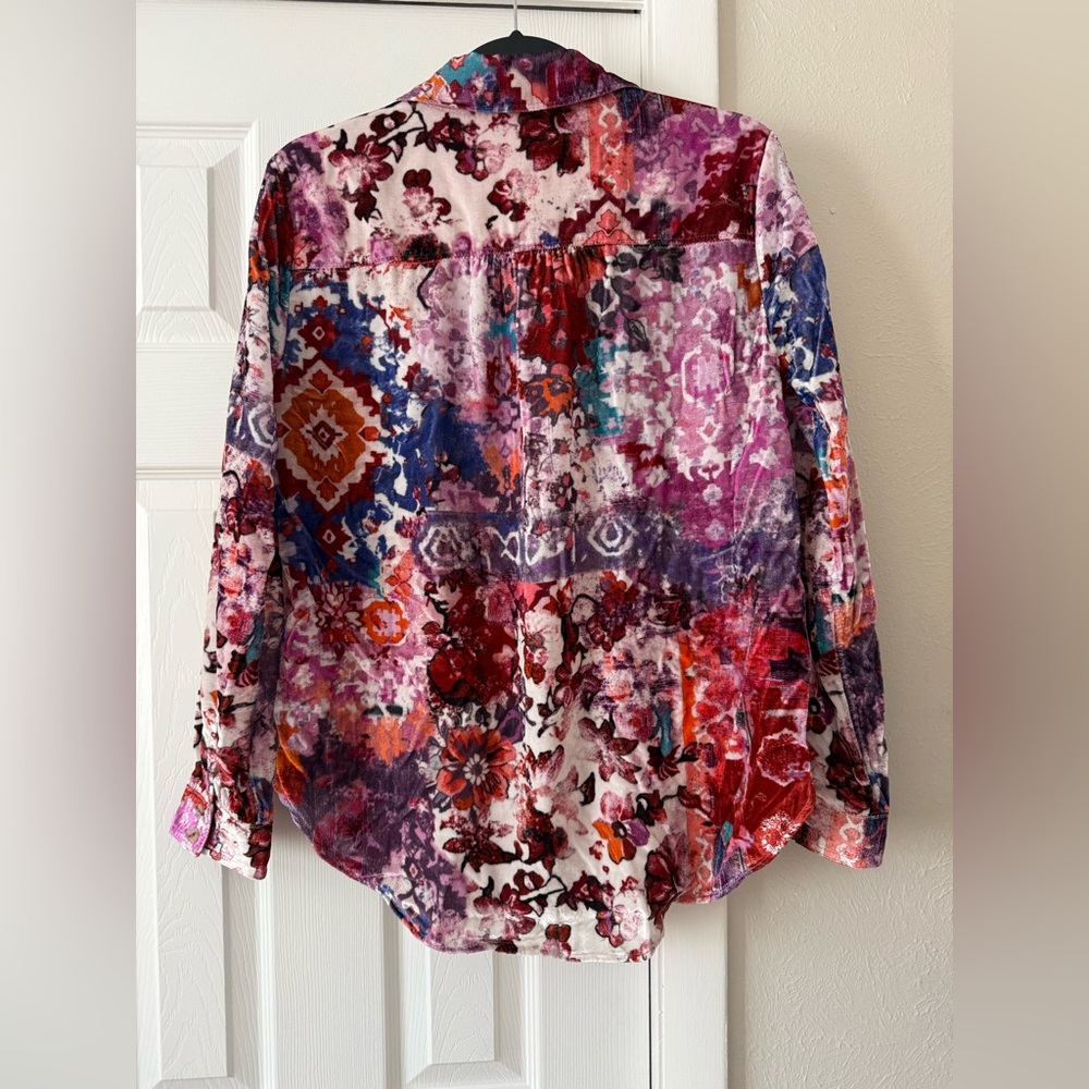 Anthropologie The Hadley Velvet Relaxed Buttondown Shirt by Pilcro size Small - Picture 4 of 5